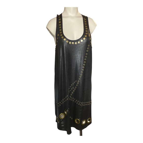 Bulzeye Dresses & Skirts - Bulzeye Black Label Dress Top LARGE Womens Studded Scoop Neck Racerback Grommet